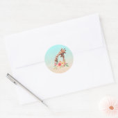 Cute Giraffe Waterverf Mam en Baby Ronde Sticker (Envelop)