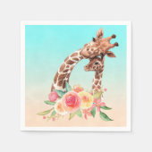 Cute Giraffe Waterverf Mam en Baby Servet (Voorkant)