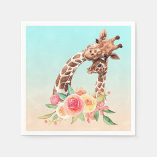 Cute Giraffe Waterverf Mam en Baby Servet