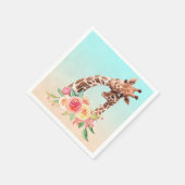 Cute Giraffe Waterverf Mam en Baby Servet (Hoek)