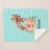 Cute Giraffe Waterverf Mam en Baby Sherpa Deken (Voorkant (horizontaal))