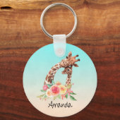 Cute Giraffe Waterverf Mam en Baby Sleutelhanger (Voorkant)