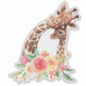 Cute Giraffe Waterverf Mam en Baby Sticker (Voorkant)