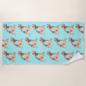 Cute Giraffe Waterverf Mam en Baby Strandlaken (Voorkant)