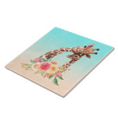 Cute Giraffe Waterverf Mam en Baby Tegeltje (Zijkant)