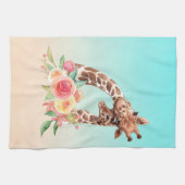 Cute Giraffe Waterverf Mam en Baby Theedoek (Horizontaal)