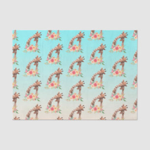 Cute Giraffe Waterverf Mam en Baby Tissuepapier