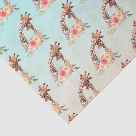 Cute Giraffe Waterverf Mam en Baby Tissuepapier (Detail)