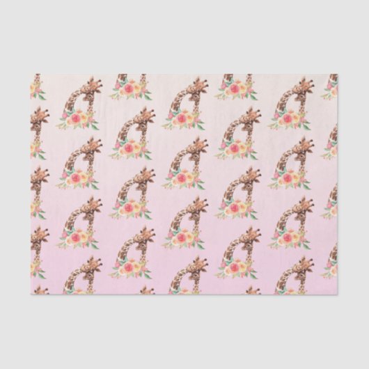 Cute Giraffe Waterverf Mam en Baby Tissuepapier (Voorkant)