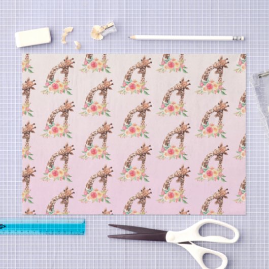 Cute Giraffe Waterverf Mam en Baby Tissuepapier (Craft)