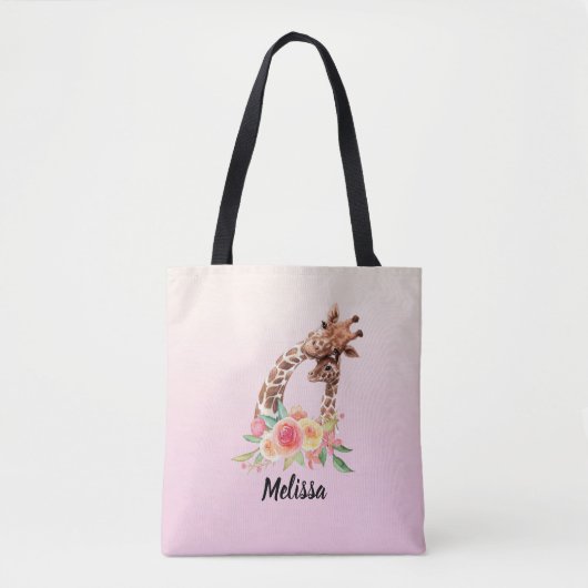 Cute Giraffe Waterverf Mam en Baby Tote Bag (Voorkant)