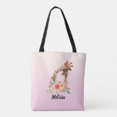 Cute Giraffe Waterverf Mam en Baby Tote Bag (Achterkant)
