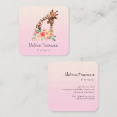 Cute Giraffe Waterverf Mam en Baby Vierkante Visitekaartje (Voorkant / Achterkant)