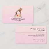 Cute Giraffe Waterverf Mam en Baby Visitekaartje (Voorkant / Achterkant)