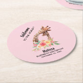 Cute Giraffe Waterverf Mam & New Baby Ronde Kartonnen Onderzetter (Gebogen)