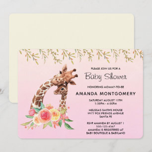 Cute Giraffe Waterverf Moeder & Baby Baby Shower Kaart