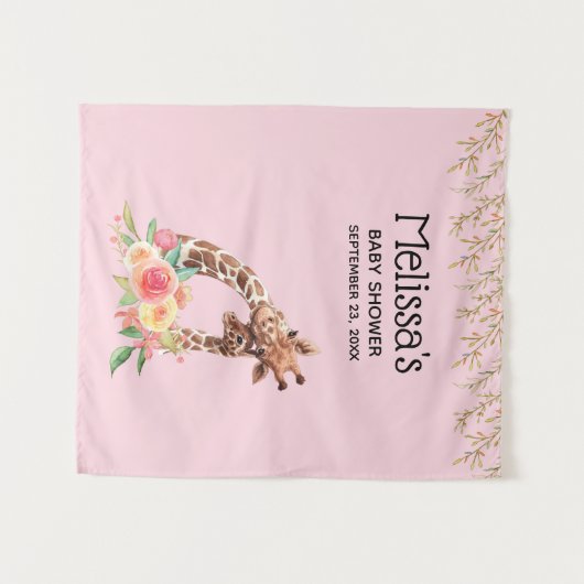 Cute Giraffe Waterverf Moeder & Baby Baby Shower Wandkleed (Voorkant (horizontaal))