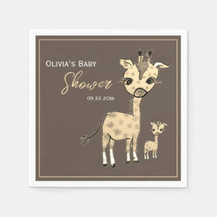 Cute Giraffe Waterverf Rustic Servet