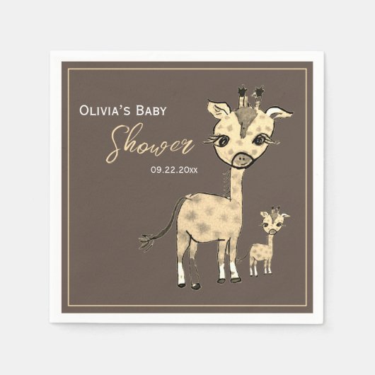 Cute Giraffe Waterverf Rustic Servet (Voorkant)