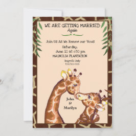 Cute Giraffe Wedding Renewal Vows Uitnodigingen
