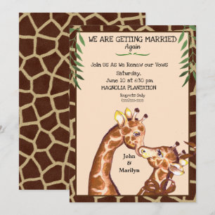 Cute Giraffe Wedding Renewal Vows Uitnodigingen