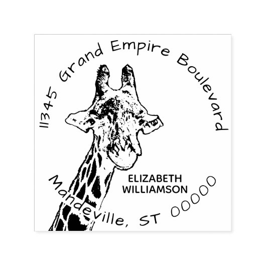 Cute Giraffe Wild African Animal Return Address Zelfinktende Stempel (Design)