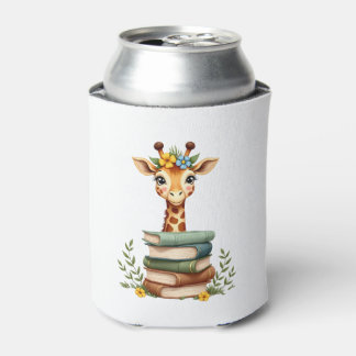Cute Giraffe With Book Floral Bookworm Librarian B Blikjeskoeler
