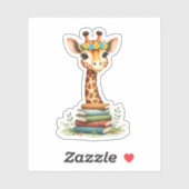 Cute Giraffe With Book Floral Bookworm Librarian B Sticker (Vel)