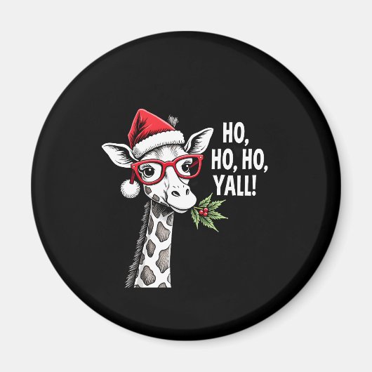 Cute Giraffe With Santa Hat Merry Xmas Giraffe Lov Magneet (Voorkant)