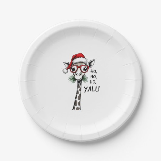 Cute Giraffe With Santa Hat Merry Xmas Giraffe Lov Papieren Bordje (Voorkant)