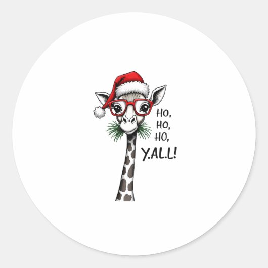 Cute Giraffe With Santa Hat Merry Xmas Giraffe Lov Ronde Sticker (Voorkant)