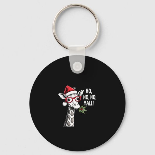 Cute Giraffe With Santa Hat Merry Xmas Giraffe Lov Sleutelhanger (Voorkant)