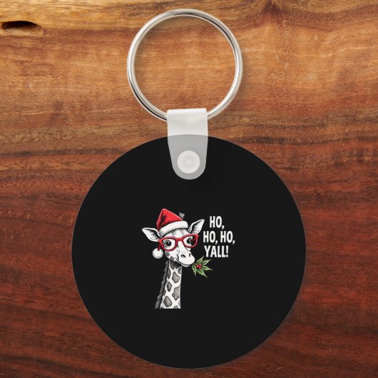 Cute Giraffe With Santa Hat Merry Xmas Giraffe Lov Sleutelhanger (Voorkant)