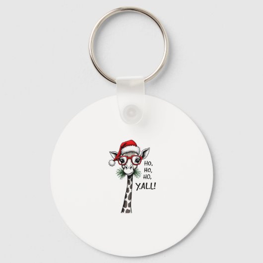 Cute Giraffe With Santa Hat Merry Xmas Giraffe Lov Sleutelhanger (Voorkant)
