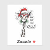 Cute Giraffe With Santa Hat Merry Xmas Giraffe Lov Sticker (Vel)