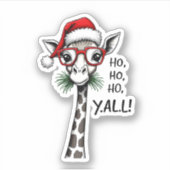 Cute Giraffe With Santa Hat Merry Xmas Giraffe Lov Sticker (Voorkant)