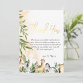 Cute Giraffe, Zebra bladeren Bedankkaart (Staand voorkant)