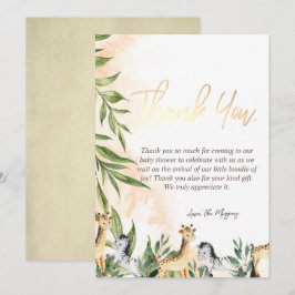 Cute Giraffe, Zebra bladeren Bedankkaart