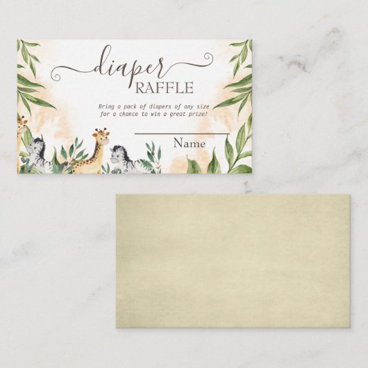 Cute Giraffe, Zebra bladeren Informatiekaartje (Voorkant / Achterkant)