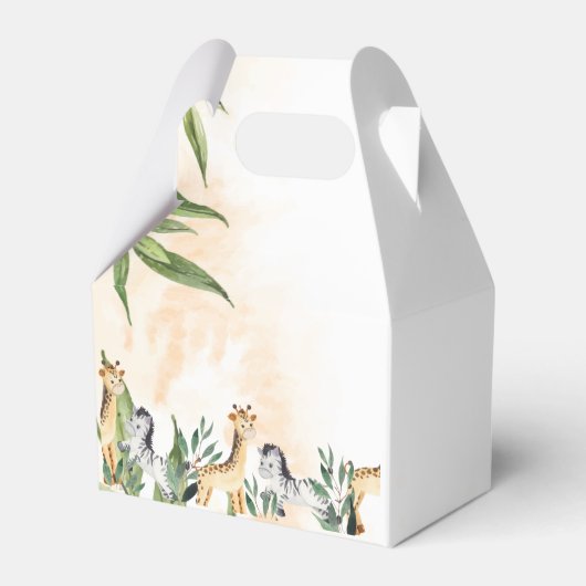 Cute Giraffe, Zebra Leaves Baby shower Bedankdoosjes (Achterkant)