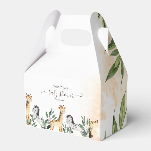 Cute Giraffe, Zebra Leaves Baby shower Bedankdoosjes (Voorkant Zijde)