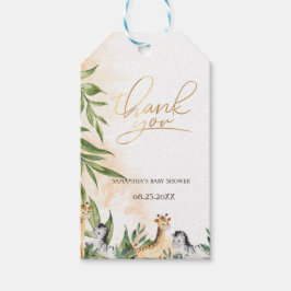 Cute Giraffe, Zebra Leaves Baby shower Cadeaulabel