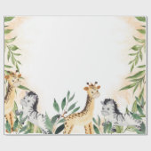 Cute Giraffe, Zebra Leaves Baby shower Cadeaupapier (Vlak)