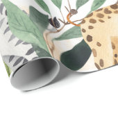 Cute Giraffe, Zebra Leaves Baby shower Cadeaupapier (Rol Hoek)