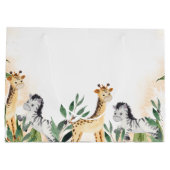 Cute Giraffe, Zebra Leaves Baby shower Groot Cadeauzakje (Achterkant)