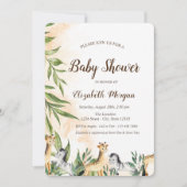 Cute Giraffe, Zebra Leaves Baby shower Kaart (Voorkant)