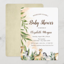 Cute Giraffe, Zebra Leaves Baby shower