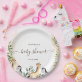 Cute Giraffe, Zebra Leaves Baby shower Papieren Bordje (Feest)