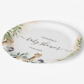 Cute Giraffe, Zebra Leaves Baby shower Papieren Bordje (Gekanteld)