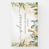 Cute Giraffe, Zebra Leaves Baby shower Spandoek (Verticaal)